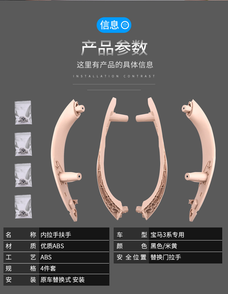 Suitable for Bmw 3 Series Door Handle F30 318 320Li 4 Series 3 Series Gt Inner Handle Glove Inner Armrest Sticker