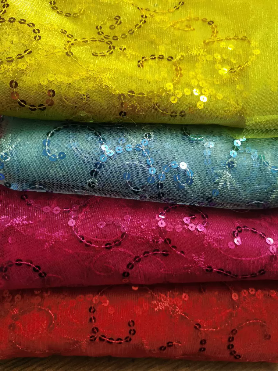 亮片绣花布全涤面料