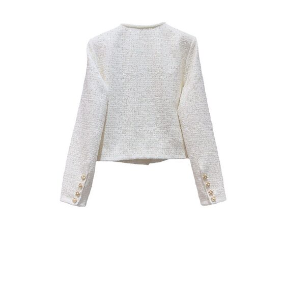 SP Europe Station ~ 2024 Early Autumn Light Luxury Heavy Industry Sequin Beaded Crewneck Pearl Buckle Pocket Decorative Jacket