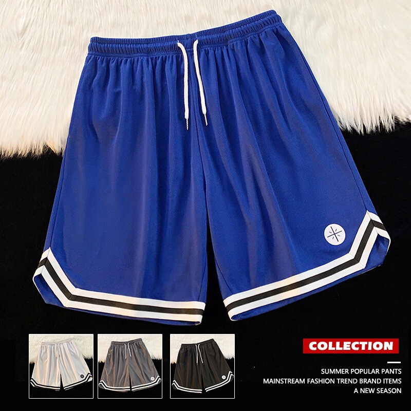 Basketball Sports Shorts for Men, Summer Thin Mesh Quick-Dry Loose-Fitting Mid-Length Pants, American-Style Casual Five-Point Pants