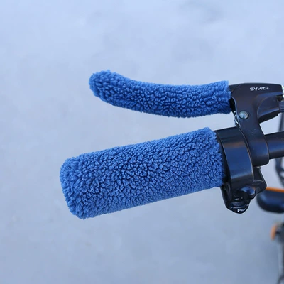 Motorcycle Handle Cover, Cover Tricycle Plush Thermal Cover - one-size-fits-all-thickened-granular-velvet-sapphire-blue-2-handlebar-covers-2-handbrake-covers