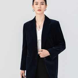 复古高JI棉日本进口灯芯绒宽松版西装外套女两粒扣西服26早秋绒感