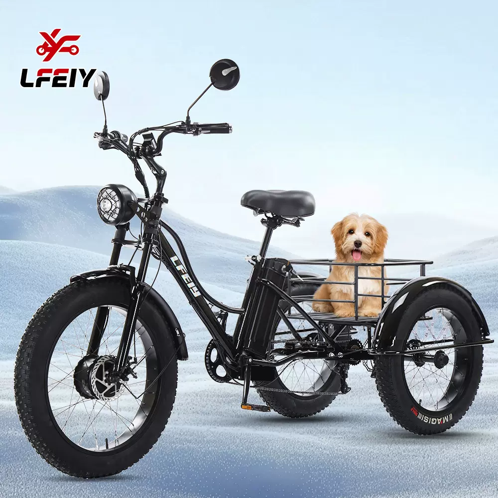 热销俄罗斯LFEIY24寸猎豹电动三轮车胖胎脚踏助力电动三轮车粗胎