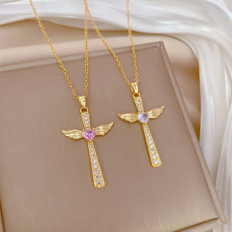 Gorgeous Diamond Cross Necklace For Women Versatile Titanium Chain_voghion.com