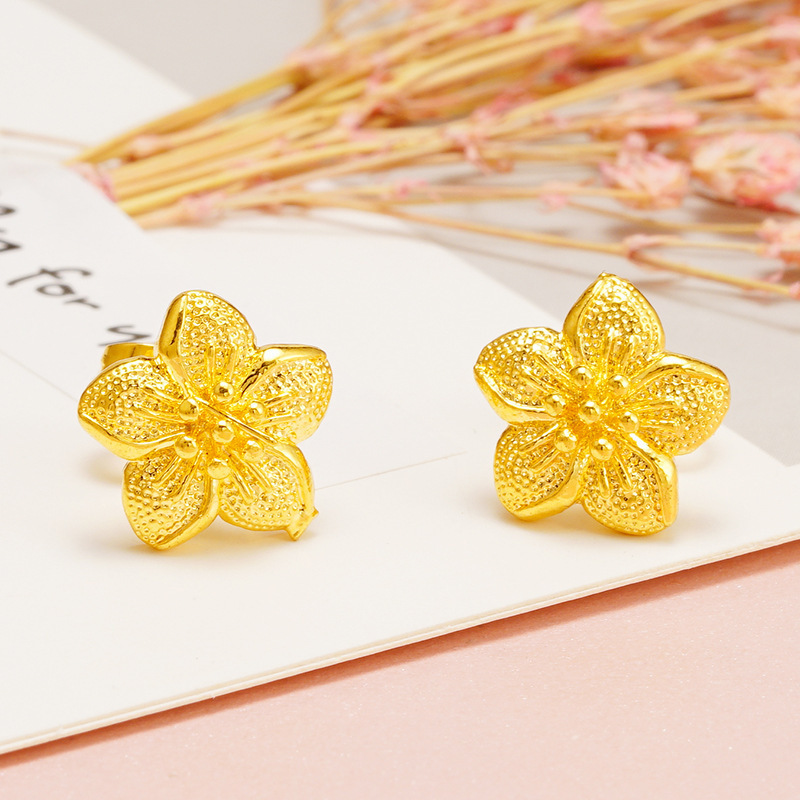 Broqueles de Flores para Mujer de Cobre Dorado