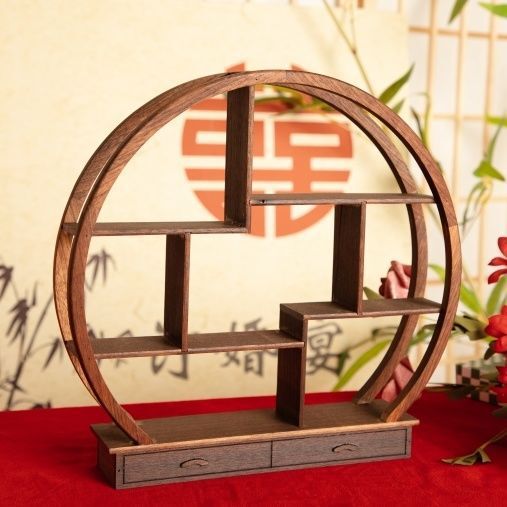 Zhen Huanzhen dimoo ブラインドボックス 梅の花 ラウンドクルミ ボーグラック 中国風テーブル 婚約テーブル 無垢材デザートテーブル|undefined