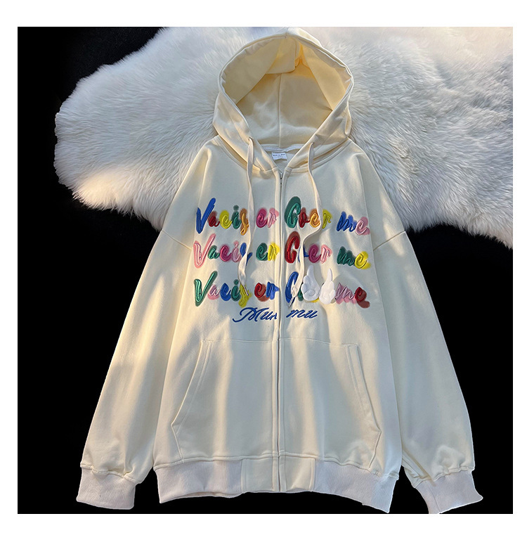 Letter Stickers Loose Couple Pullover Top Image 9