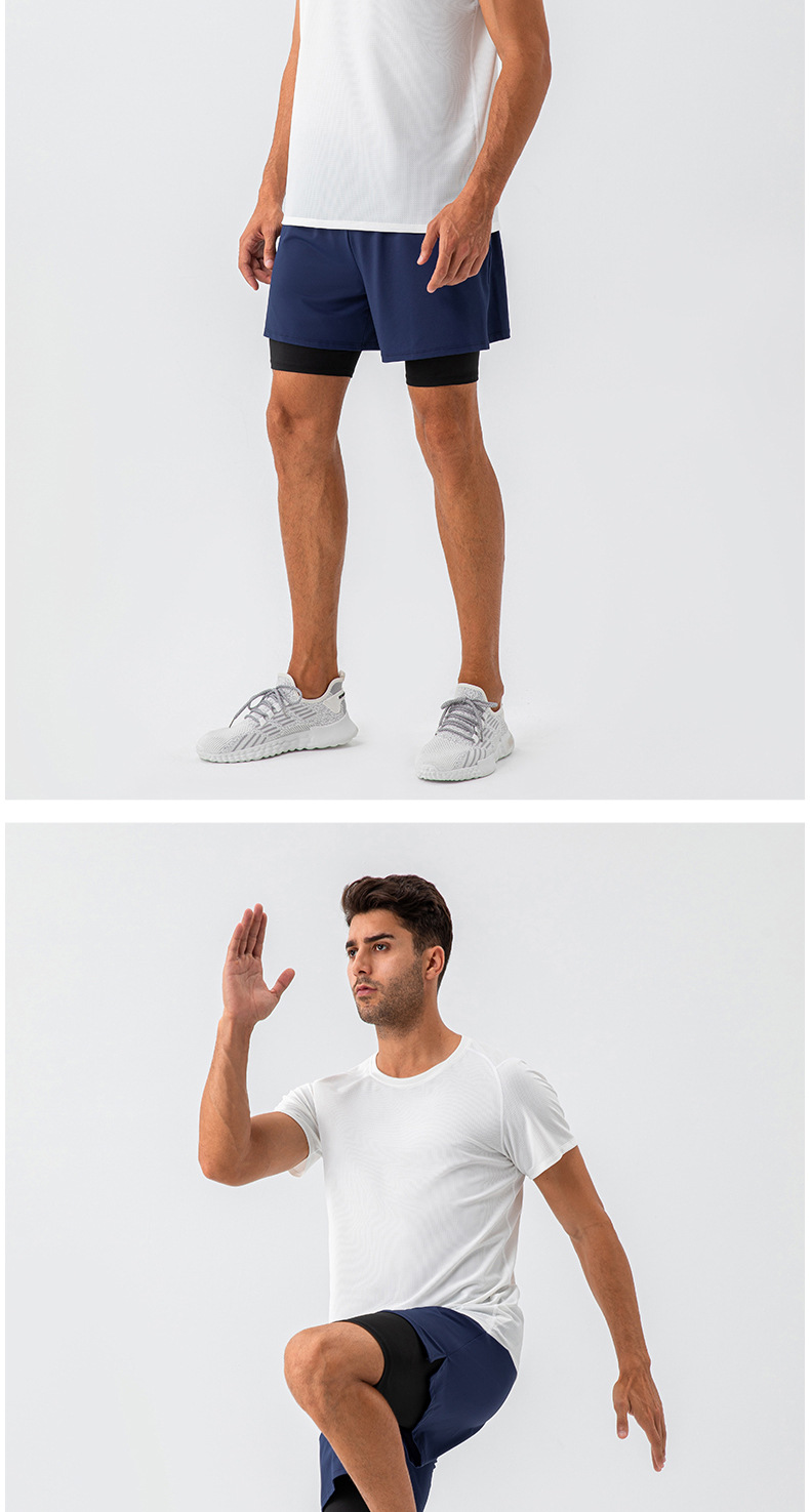 210g Weight Short Sleeve Sleeve Length Nylon Fabric Type Regular Top Length T-shirt Tops Type Outdoor, Running, Sports Occasion Round Neck Neckline Lattice, Solid Color Pattern Simple Style, Classic Style Style Wholesale Simple Style Classic Style Lattice Solid Color Short Sleeve Men's T-shirt 5