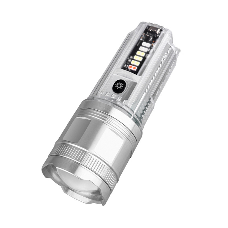 Nueva linterna láser blanco al aire libre multi-función solar linterna recargable súper brillante Prevención de tiro largo