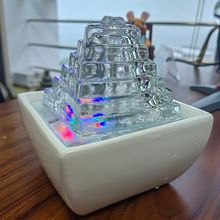 创意现代简约金字塔喷泉风水家居水机四色LED灯风水流水摆件五行