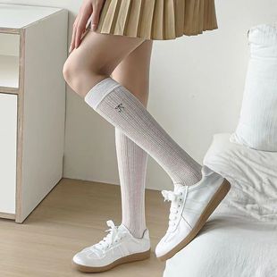 Ballet Style Socks Women's Foot Socks Summer Thin Korean Style Mesh Breathable Embroidered Bow Summer Mid Stockings