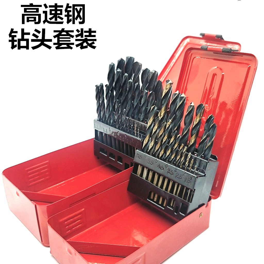 Сверло оптом из быстрорежущей стали Комбинация спирального сверла 1-13 набор из 25 предметов черный и желтый запеченный желтый сверлильный костюм набор сверл