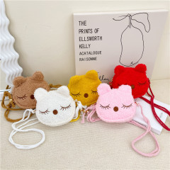 New fashionable plush children's bag, mini cute cat themed accessory bag for kids, stylish baby photo-taking crossbody bag for boys and girls