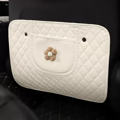 Car Seat Back Anti-Kick Pad Rear Goddess Rear Seat Storage Car Universal Car Sticker Anti-Dirty Anti-Wear Pad (Chair back anti-kick pad) - brown-flower-short-style1