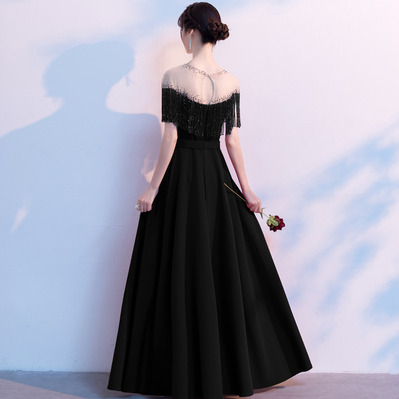 Vestido de noche negro 2024 Nuevo elegante vestido de compromiso Socialite Ceremonia de premio anfitrión banquete vestido verano