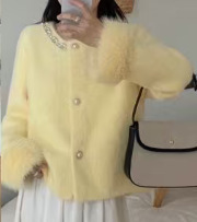 秋冬时尚撞色条纹棒球领拉链开衫毛衣女时尚通勤长袖针织衫外套|undefined