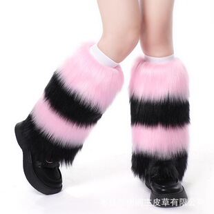W 64843 Fur Leg Warmers Knee High Socks ë�q��ů���� ��