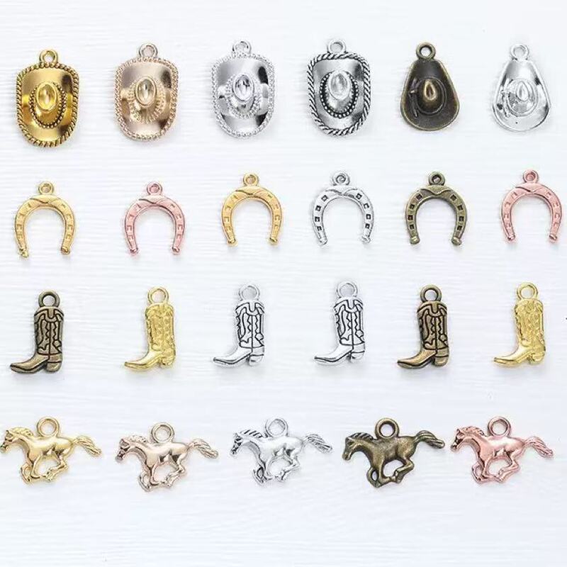 DIY Alloy Jewelry Accessories Western Cowboy Style Pendant Cowboy Hat Boots Bracelet Necklace Cross-Border Hot Sale