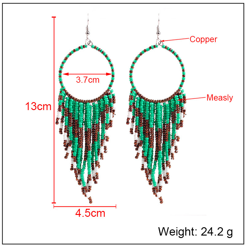 1 Pair Fashion Color Block Alloy Beaded Tassel Women's Earrings display picture 1