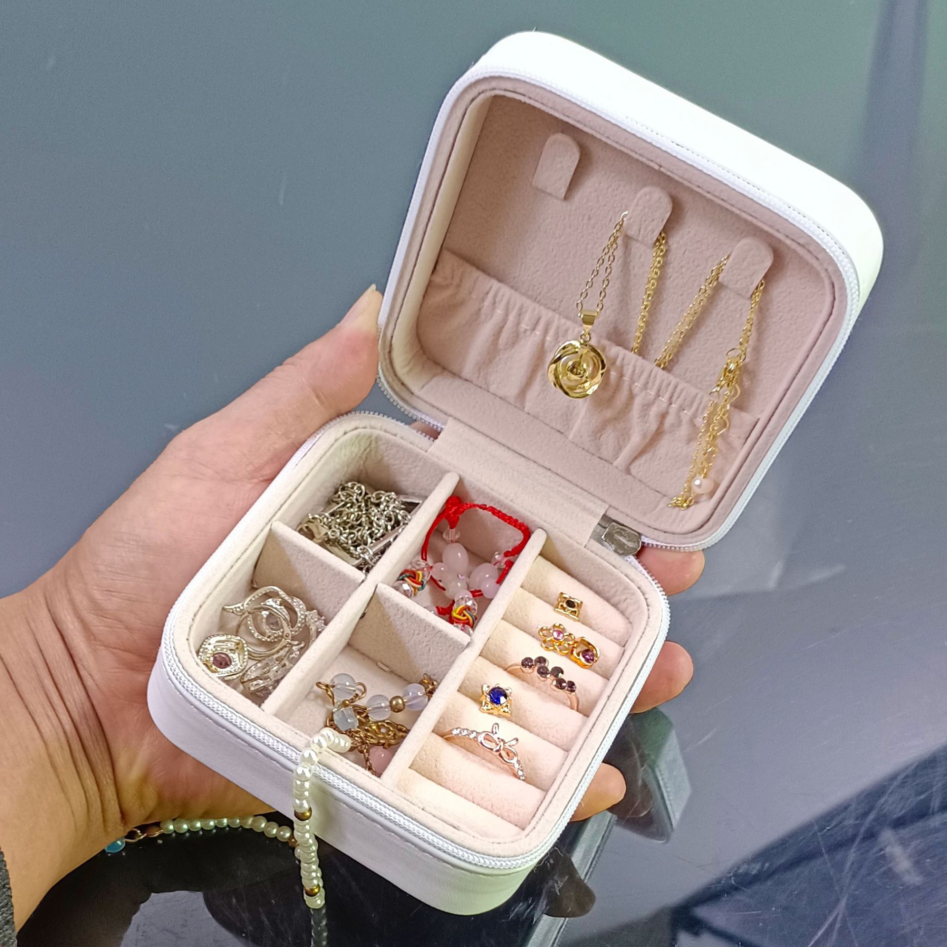 Korean Jewelry Storage Box Ring Earrings...