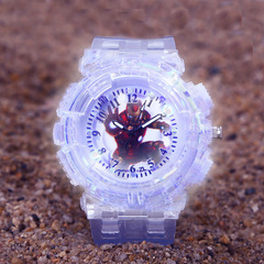 鋼鐵俠兒童手錶小學生漫威超級英雄閃燈發光電子男生識字石英手錶