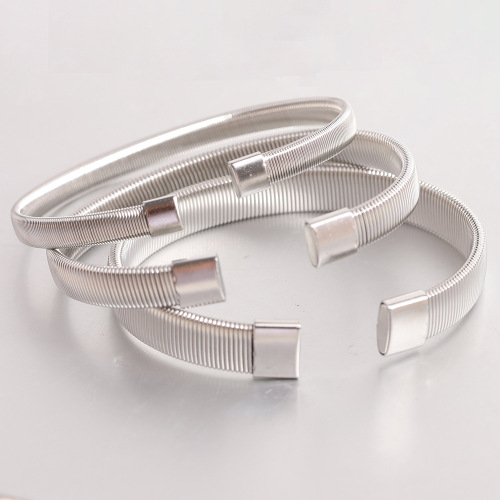 Cross-border hot selling new European and American simple and versatile stainless steel elastic opening bracelet steel wire bracelet titanium steel wholesale