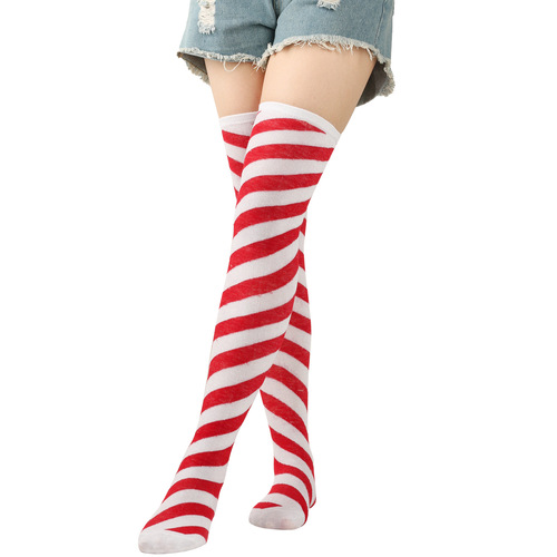 Diagonal striped Christmas socks cross-border Halloween knee-high socks purple socks women's green stockings European and American twill stockings