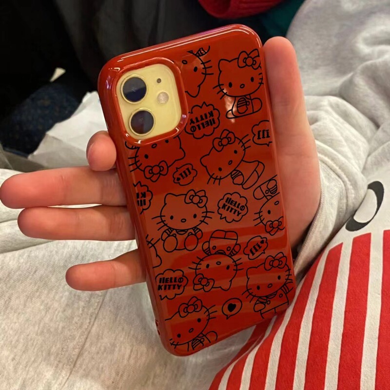 Red KT Cat Wave Dot Apple 15/14/13promax Phone Case 12/11 Soft xr/xs Straight Edge 7/8plus Red KT Cat Wave Dot Apple 15/14/13promax Phone Case 12/11 Soft xr/xs Straight Edge 7/8plus