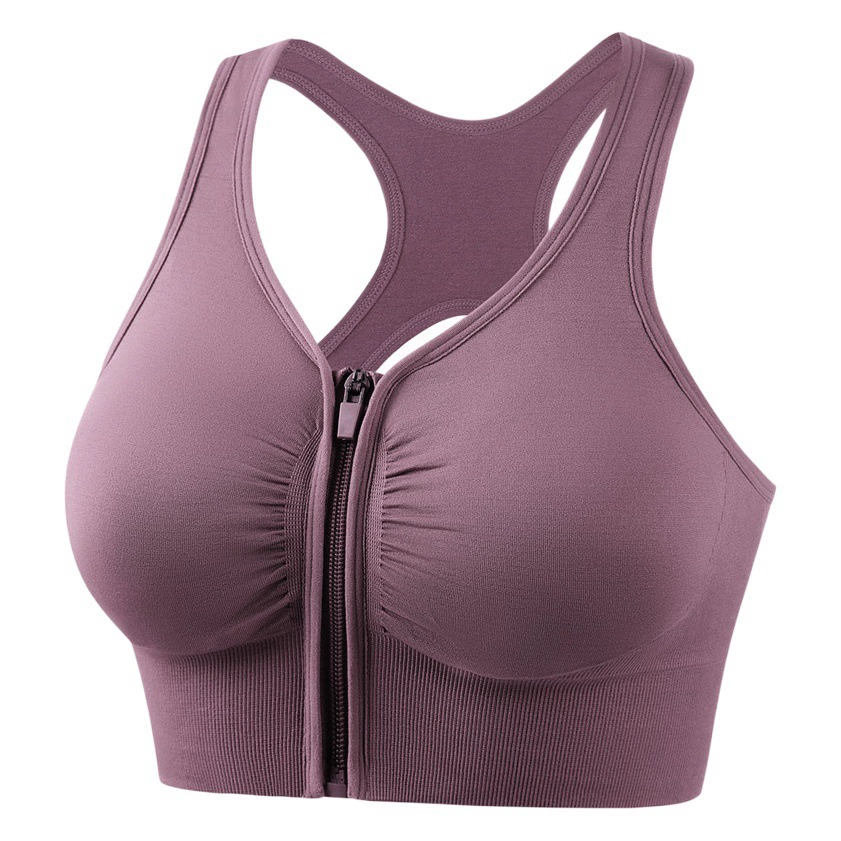 Спортивное нижнее белье с молнией спереди, женский бюстгальтер с перекрестной спиной, противоударный бюстгальтер пуш-ап, жилет для бега, фитнеса и йоги, большие размеры
