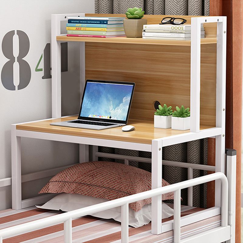 Cama portátil Mesa dormitorio cama superior de almacenamiento en rack Almacenamiento y acabado escritorio estantería integrada