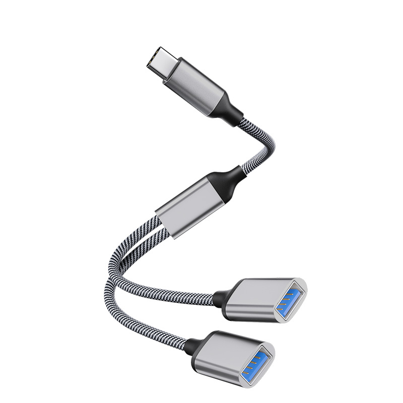 Type-c to usb*2 adapter cable gray