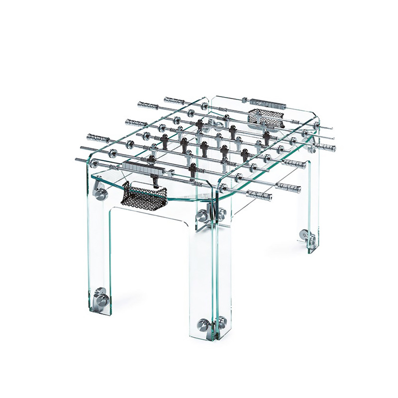 Fútbol de mesa de lujo ligero de alta gama entretenimiento interior estándar doble cristal vidrio templado juego de 8 barras máquina de fútbol