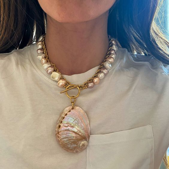 Pendant Necklace Classification IG Style Casual Shell Shell Titanium Steel Wholesale Pendant Necklace
