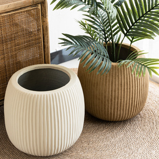 Nordic Round Cement Flower Pot Large Diameter Magnesium Clay Green Planting Flower Pot Simple Indoor Balcony Floor Decoration