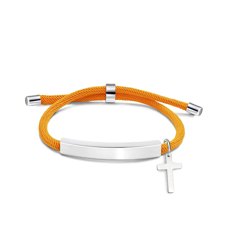201 Stainless Steel Pendant Material Classic Style Geometric Cross Customization Laser Engraving 201 Stainless Steel Rope Cord String String Bracelets Wholesale