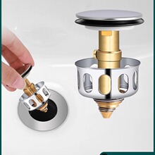 直销洗手盆脸池漏水塞洗脸盆下水管弹跳芯按压式不锈钢翻盖板配件