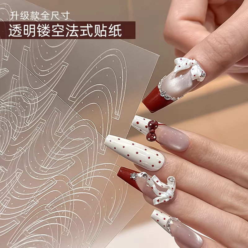 Nail Art Transparent Hollow French-Style Stickers, New Upgraded Full-Size Gradient French-Style Stickers with Adhesive Backing Nail Decorations Nail Art Transparent Hollow French-Style Stickers, New Upgraded Full-Size Gradient French-Style Stickers with Adhesive Backing Nail Decorations