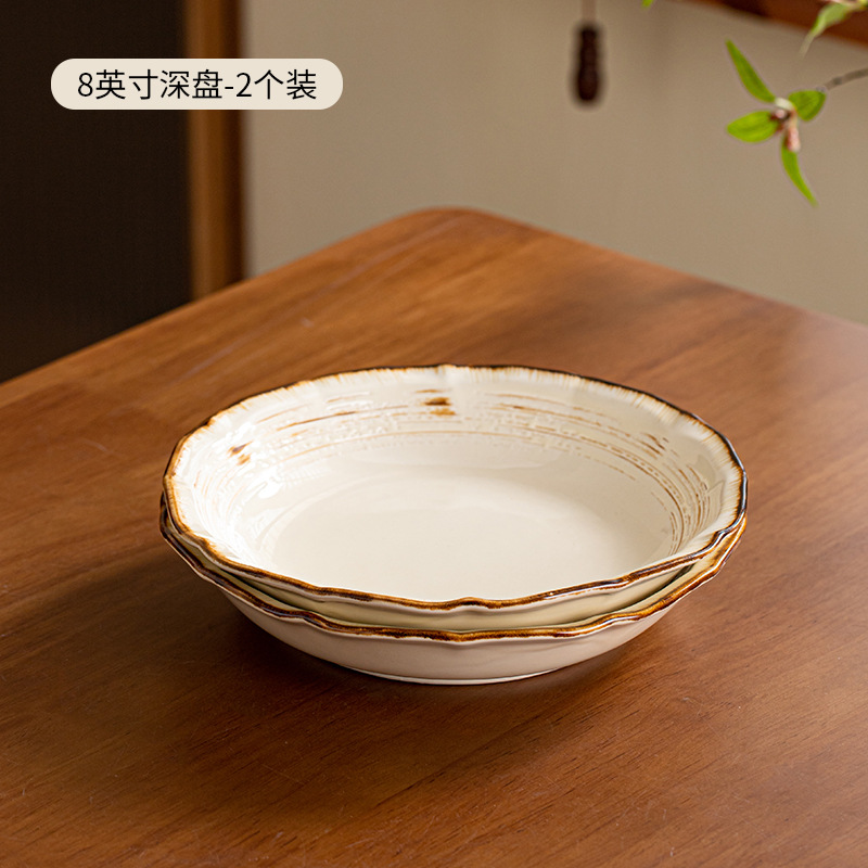 horno retro platos de arroz de cerámica de fideos de cerámica set de platos creativos Jingdezhen