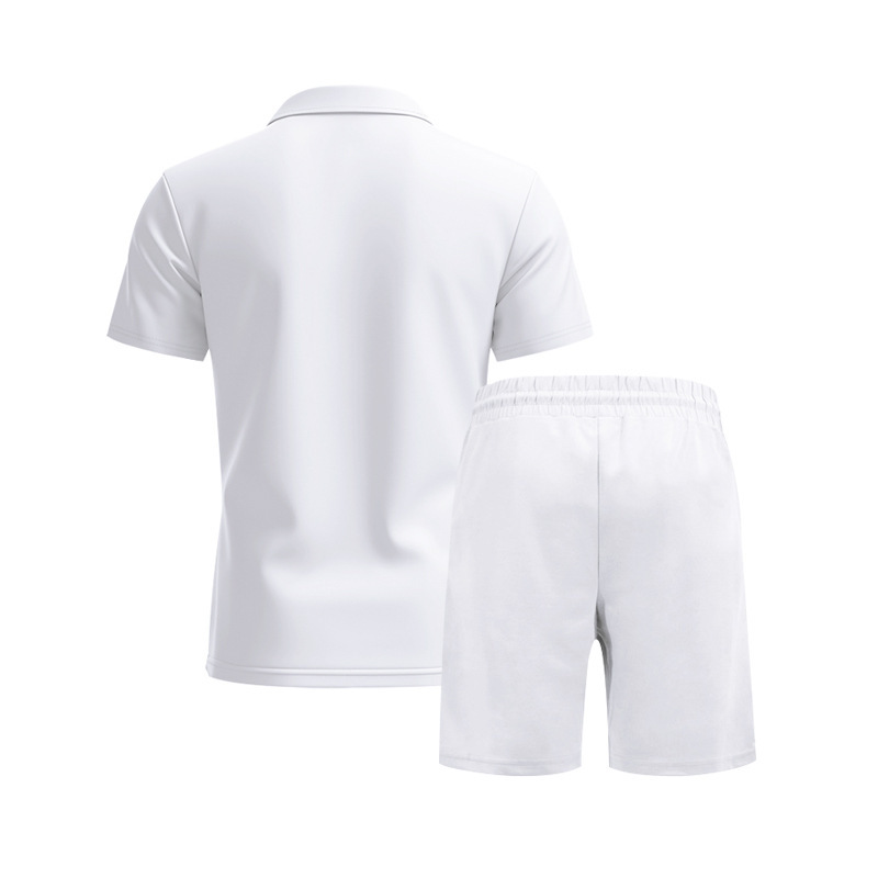 Men's Quick-Dry Short Sleeve Shirt & Shorts Set, Casual Sportswear With Collar For Summer Outdoor Activities, Lightweight Polyester Activewear_viptrois.com