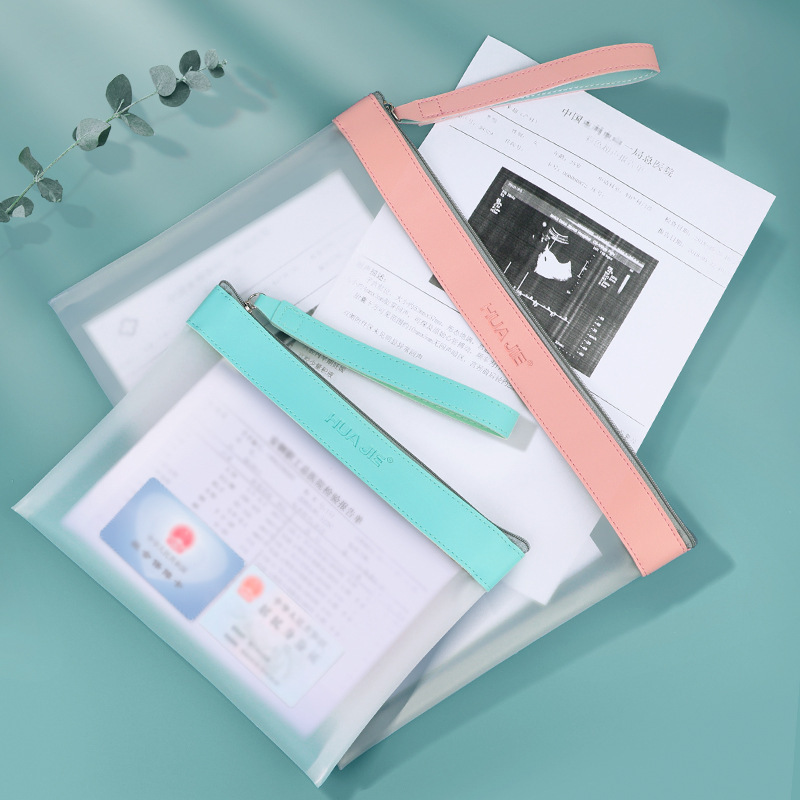 Huajie prenatal examination pregnancy examination data storage bag B ultrasound examination report document bag transparent student carrying book tutorial bag