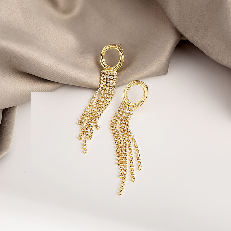 Argent Aiguille Baroque Long Gland Capricieux Plein Strass Boucles D'oreilles display picture 3