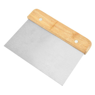 Factory Wholesale Stainless Steel Flour Scraper Wooden Handle Dough Knife Intestine Powder Scraper Point Noodles Home Kitchen
