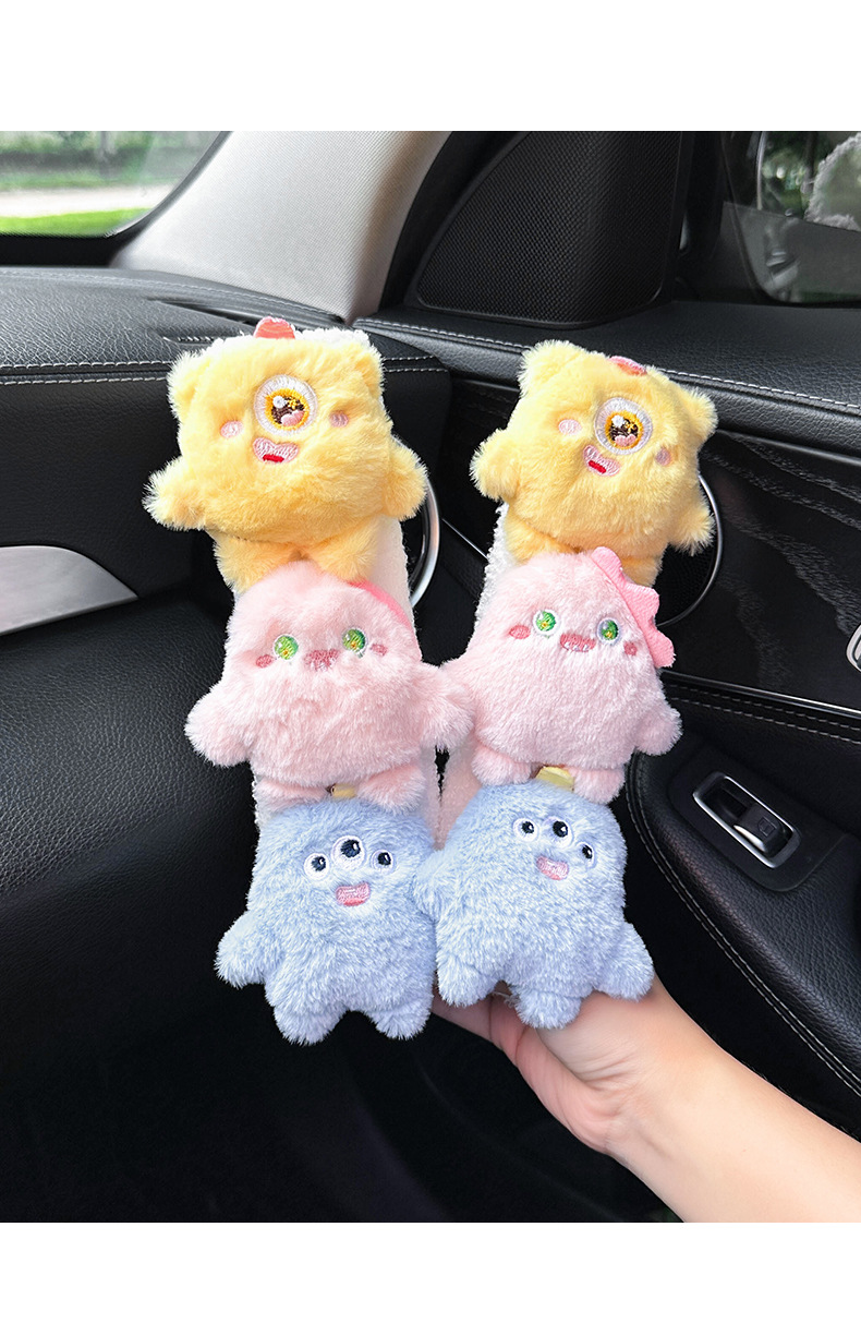 Car seat belt shoulder protective cover wear-resistant clothes plush doll car safety belt protective cover cute monster girl