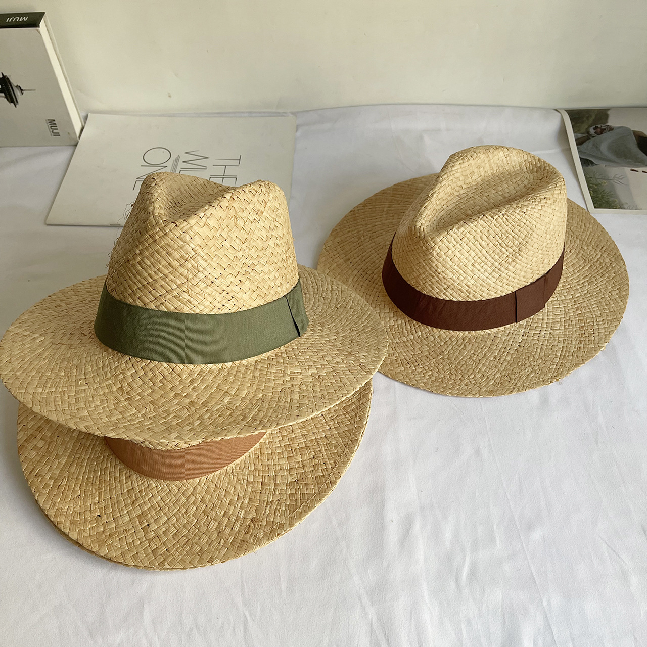 Unisex Gender Vacation Style Unisex Vacation Solid Color Flat Eaves Straw Hat