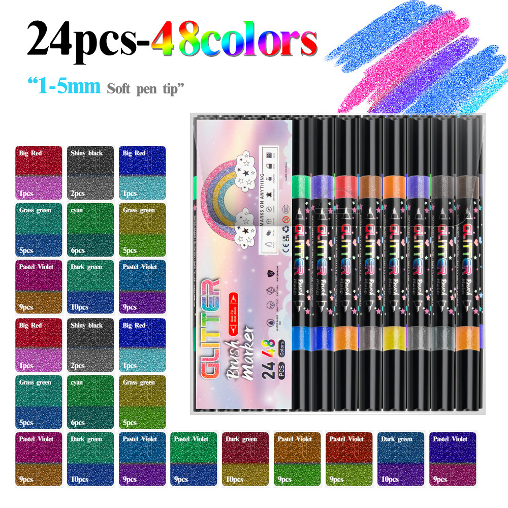 Nuevo juego de bolígrafos intermitentes de dos colores de dos cabezas para niños