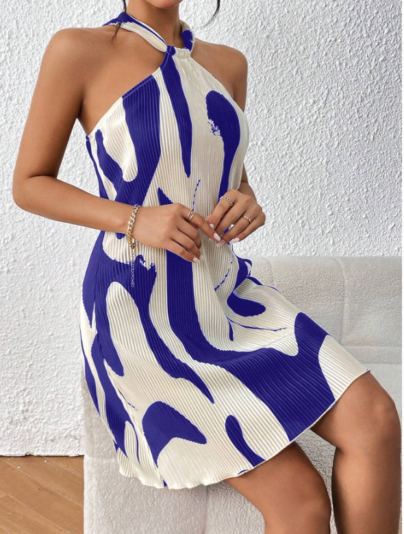 ChicShe Abito casual da donna con scollo all'americana stampato, stile europeo e americano, per autunno e inverno_voghion.com