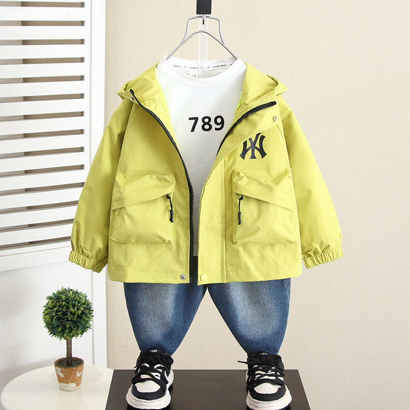 6064 Chaqueta con capucha de estilo occidental de otoño para niños 2024 Primavera y otoño Nuevo estilo para niños Chaqueta coreana para niños Ropa de otoño para bebés