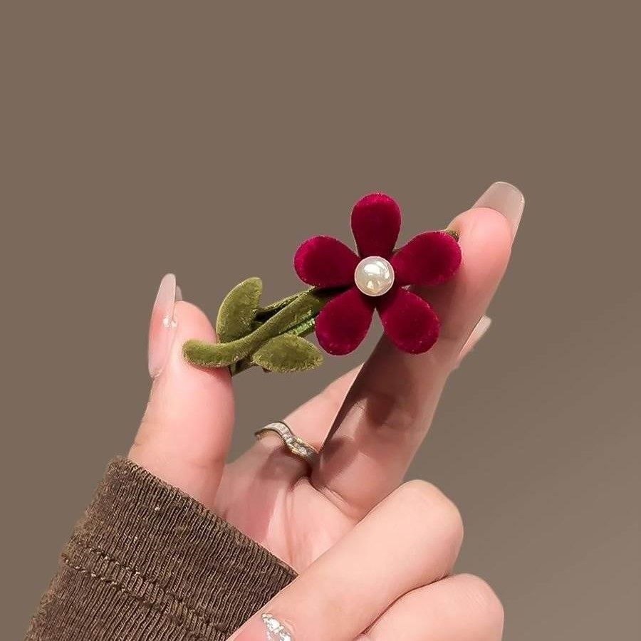 Clip de cabello de flor de leopardo para mujeres clip de cabello de alto nivel frente clip de frangeo 2025 nuevo clip lateral clip de cabello toque