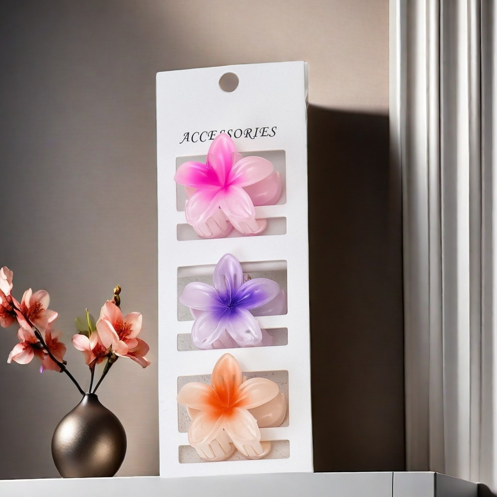 Galvanizado oro y plata huevo flor flor abrazadera de cabello color mediano agarrar abrazadera de cabello medio agarrar abrazadera de cabello de plástico 4cm