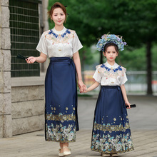 女童夏季马面裙套装2024夏款母女新款洋气亲子装中国风儿童唐装潮